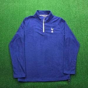 Tottenham Hotspur Sweatshirt Mens Medium Blue Fleece Quarter Zip Pullover Soccer